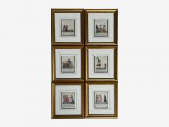 Twelve Copper Engravings Hand Coloured Gilt Frames England 1900s - 4595748