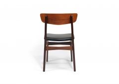 Twelve Danish Teak Dining Chairs in Black Leather - 3134147