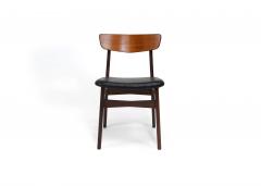 Twelve Danish Teak Dining Chairs in Black Leather - 3134149