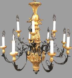 Twelve Light Italian Parcel Gilt Decorated Chandelier with Canopy - 2976646