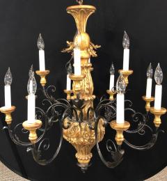 Twelve Light Italian Parcel Gilt Decorated Chandelier with Canopy - 2976648