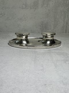 Twin Capstan Style Sterling Silver Inkwell By A J Zimmerman  - 3202106