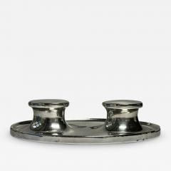 Twin Capstan Style Sterling Silver Inkwell By A J Zimmerman  - 3204739