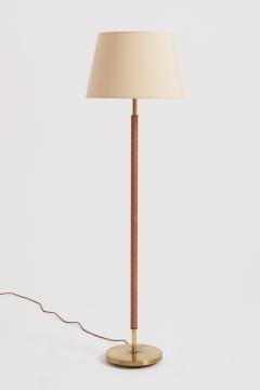 Twisted Leather and Brass Floor Lamp - 3528140