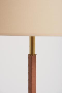 Twisted Leather and Brass Floor Lamp - 3528141