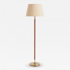 Twisted Leather and Brass Floor Lamp - 3531179