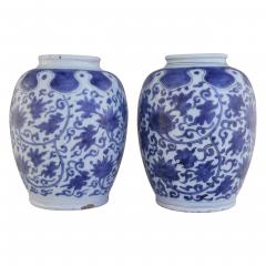 Two 17th century Dutch Delft Lotus Jars - 4565696