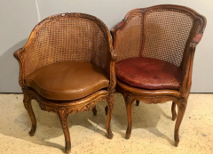 Two 18th Century French Caned Bergere de Bureau a Compatible Pair - 2542738