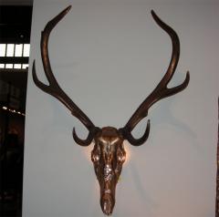 Two 1970s sconces shaped like a deers skull with antlers - 730490