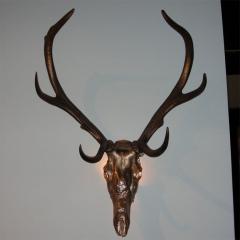 Two 1970s sconces shaped like a deers skull with antlers - 730491