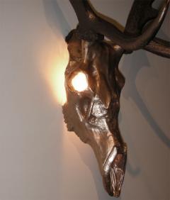 Two 1970s sconces shaped like a deers skull with antlers - 730492