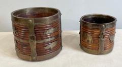 Two 19th Century Anglo Indian Brass Bound Turned Wood Peat Buckets - 2550322