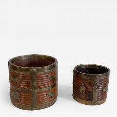 Two 19th Century Anglo Indian Brass Bound Turned Wood Peat Buckets - 2552924