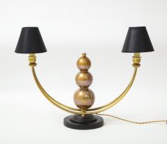 Two Arm Brass Table Lamp with Murano Glass Ball Stem - 2239610