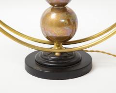 Two Arm Brass Table Lamp with Murano Glass Ball Stem - 2239614