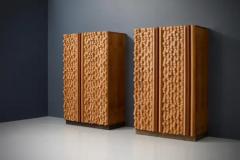 Two Cabinets by Stefano d Amico in Beech and Brass Signed and Dated 1974 - 3653918