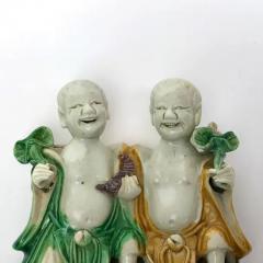 Two Chinese Famille Verte Porcelain HeHe Groups Kangxi Period - 3605489