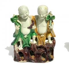 Two Chinese Famille Verte Porcelain HeHe Groups Kangxi Period - 3605494