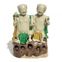 Two Chinese Famille Verte Porcelain HeHe Groups Kangxi Period - 3605497