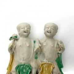 Two Chinese Famille Verte Porcelain HeHe Groups Kangxi Period - 3605510