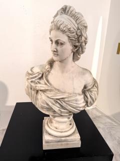 Two Classical White Marble Bust of a Lady Italy 1950s - 4310499