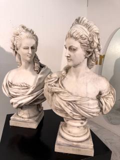 Two Classical White Marble Bust of a Lady Italy 1950s - 4310506