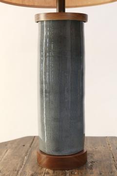 Two Dark Gray Ceramic Cylinder Shape Lamps - 1406307