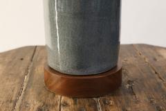 Two Dark Gray Ceramic Cylinder Shape Lamps - 1406337