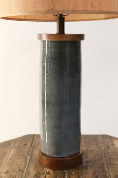 Two Dark Gray Ceramic Cylinder Shape Lamps - 1406360