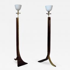 Two Fine French 1970s Brass and Plexiglass Floor Lamps - 432189