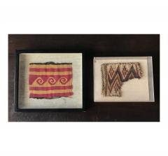 Two Framed Pre columbian Textile Fragments Nazca Culture - 534806