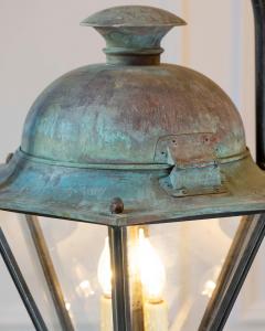 Two French Hexagonal Copper Lantern with Domed Top - 4458409