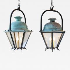 Two French Hexagonal Copper Lantern with Domed Top - 4458882