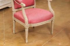 Two French Louis XVI Style Painted Armchairs with Richly Carved D cor Sold Each - 3558423
