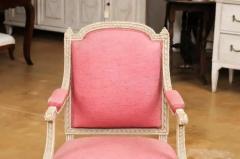 Two French Louis XVI Style Painted Armchairs with Richly Carved D cor Sold Each - 3558425