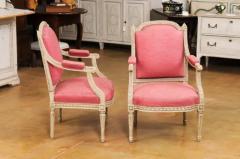Two French Louis XVI Style Painted Armchairs with Richly Carved D cor Sold Each - 3558464