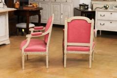 Two French Louis XVI Style Painted Armchairs with Richly Carved D cor Sold Each - 3558484