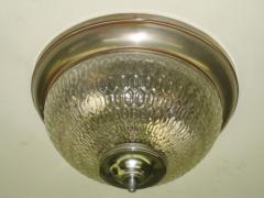 Two French Mid Century Textured Glass Flush Mount Fixtures - 4088399