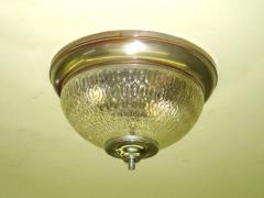 Two French Mid Century Textured Glass Flush Mount Fixtures - 4088400