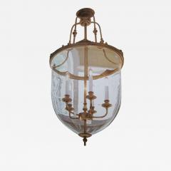 Two French Modern Neoclassical Style Brass and Blown Glass Chandeliers Lanterns - 1724912