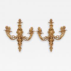 Two French Rococo style gilt bronze six light sconces - 2896178