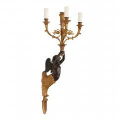 Two French gilt and patinated bronze sconces - 2013577