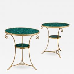 Two French malachite and gilt bronze circular side tables - 2046434