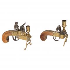 Two Georgian Brass And Iron Flintlock Pistol Form Tinder Lighters - 4611733