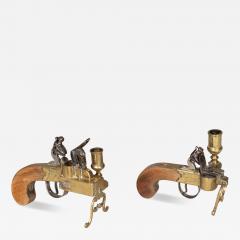 Two Georgian Brass And Iron Flintlock Pistol Form Tinder Lighters - 4614071