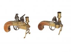 Two Georgian Brass And Iron Flintlock Pistol Form Tinder Lighters - 4614072