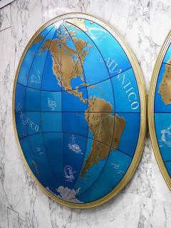 Two Impressive Huge Midcentury World Map Wall Globes 95 Diameter 1950s - 4051977