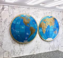 Two Impressive Huge Midcentury World Map Wall Globes 95 Diameter 1950s - 4052065