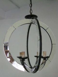 Two Italian Mid Century Modern Style Astrolabe Mirrored Pendants Chandeliers - 1776169