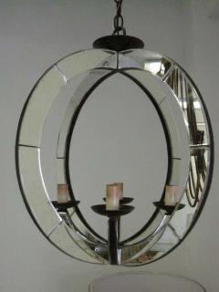 Two Italian Mid Century Modern Style Astrolabe Mirrored Pendants Chandeliers - 1776171